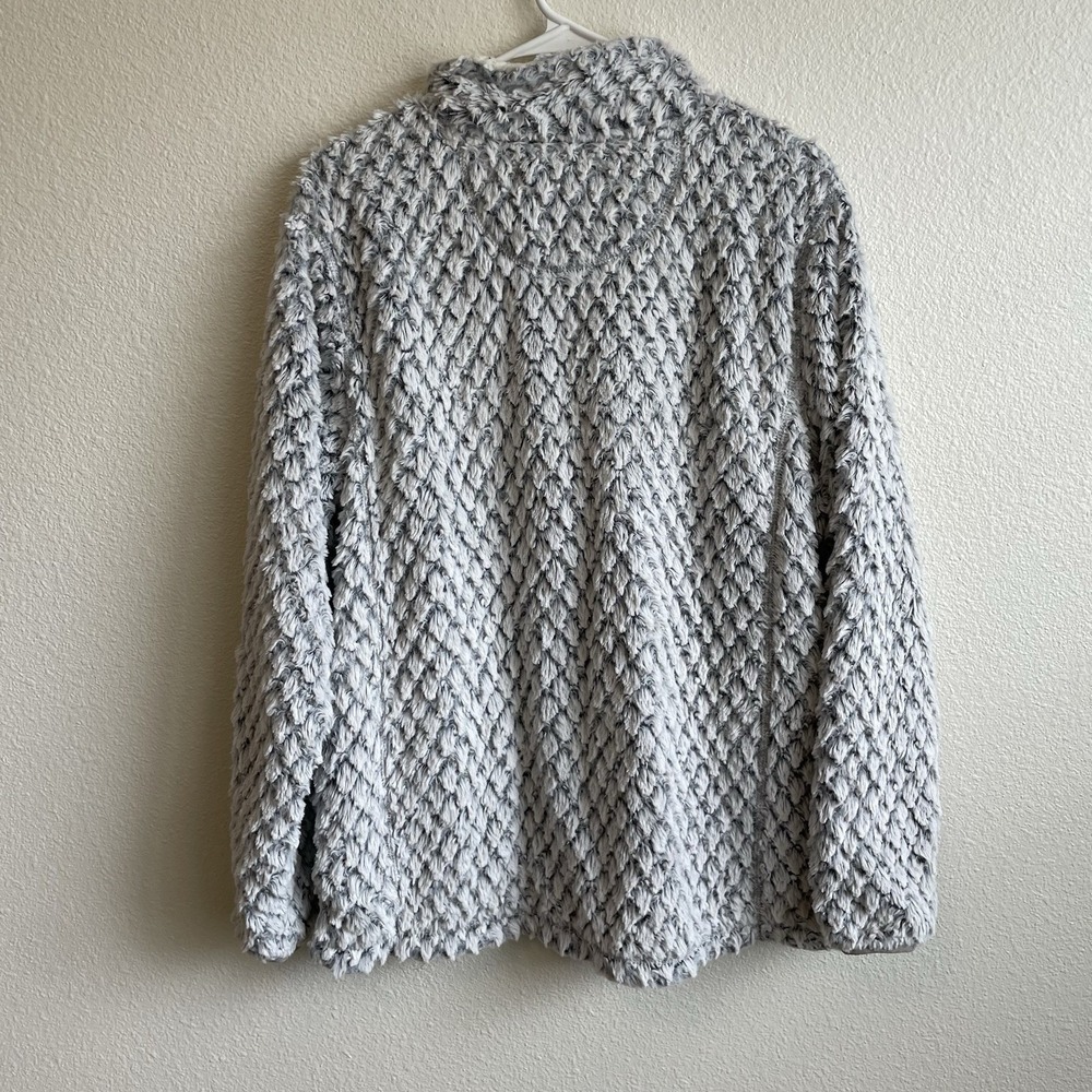 Simply Southern Pullover Womens Medium Gray Textured Fleece Quarter Zip - Picture 8 of 8